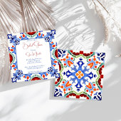 Blauw Mexicaans kleurrijke tegels vrijgezellenfees Kaart