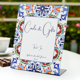 Blauw Mexicaans kleurrijke tegels vrijgezellenfees Reclamebord Met Voetstuk