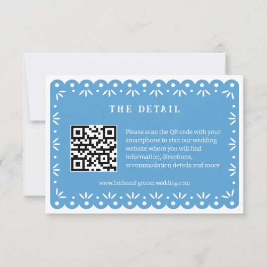 BLAUW MEXICAANS PAPEL PICADO BEHUIZING KAART (Voorkant)