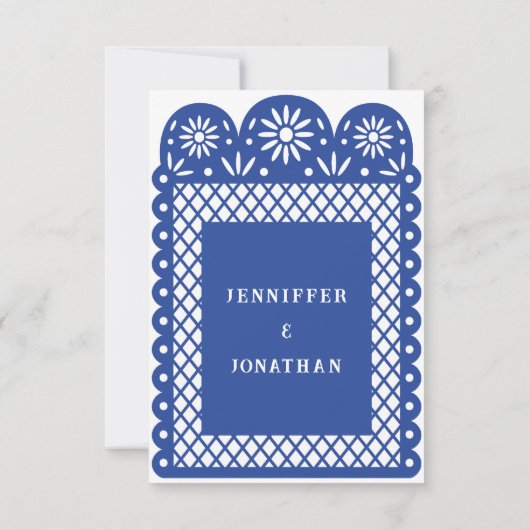 Blauw MEXICAANS PAPEL PICADO menu (Achterkant)