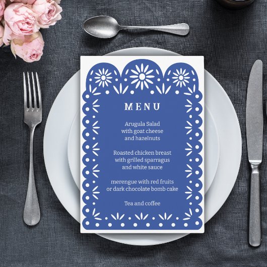 Blauw MEXICAANS PAPEL PICADO menu