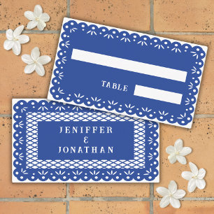 BLAUW MEXICAANS PAPEL PICADO place card Plaatskaartje