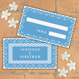 BLAUW MEXICAANS PAPEL PICADO place card Plaatskaartje