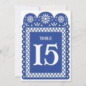 Blauw Mexicaans papier gehakte tafelnummer (Achterkant)