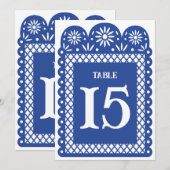 Blauw Mexicaans papier gehakte tafelnummer (Voorkant / Achterkant)