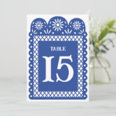 Blauw Mexicaans papieren gehakte tafelnummer (Staand voorkant)
