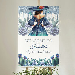Blauw Mexicaans Stijl Quinceañera Aangepast Welkom Poster