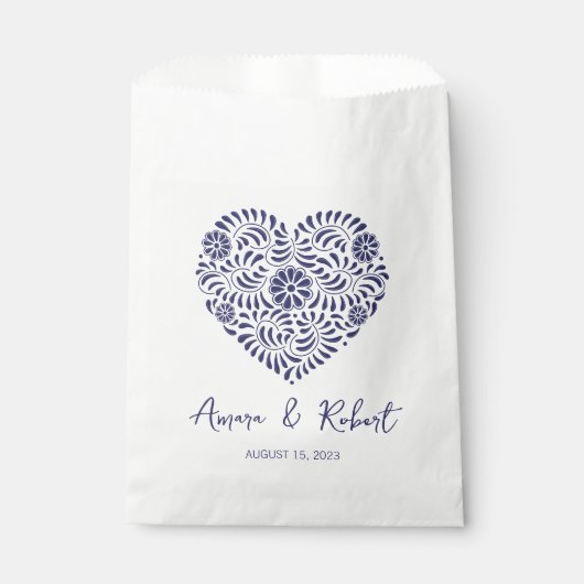 Blauw Mexicaans Talavera hart Bedankzakje (Voorkant)