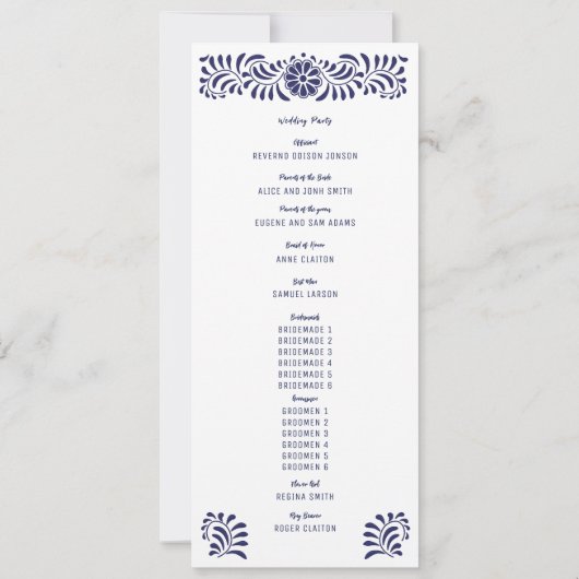 BLAUW MEXICAANS TALAVERA PROGRAMMA (Achterkant)