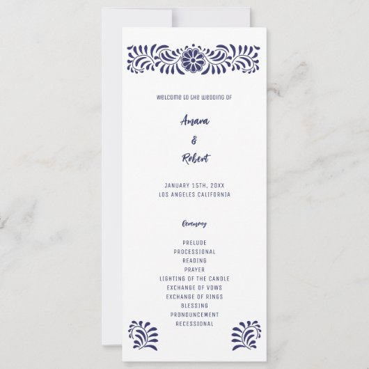 BLAUW MEXICAANS TALAVERA PROGRAMMA (Voorkant)