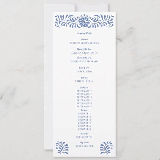 BLAUW MEXICAANS TALAVERA PROGRAMMA (Achterkant)