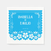 Blauw | Mexicaanse Papel Picado bruiloft Servet (Voorkant)