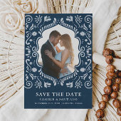 Blauw Mexicaanse thema foto Save the Date