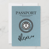 Blauw Mexico Passport bruiloft Kaart (Achterkant)