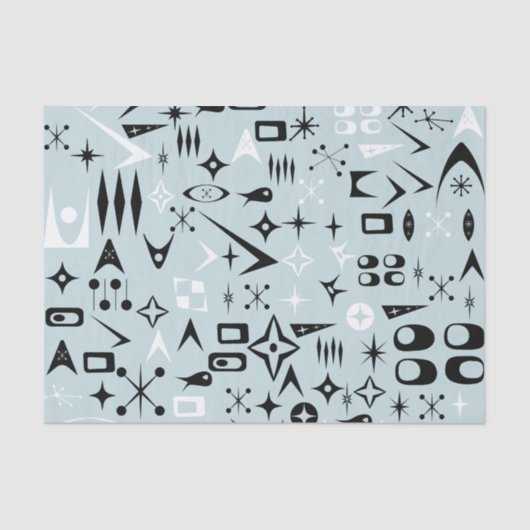 Blauw Mid Century Moderne Weefselpapier Tissuepapier (Voorkant)