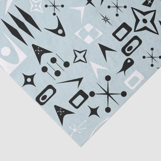 Blauw Mid Century Moderne Weefselpapier Tissuepapier (Detail)