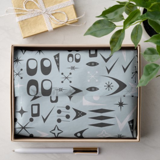 Blauw Mid Century Moderne Weefselpapier Tissuepapier (Geschenk)