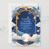 Blauw Mid Zomer Nacht Droom Hemelse Bruiloft Kaart (Voorkant)