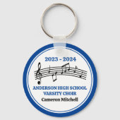 Blauw middelbaar schoolkoor gepersonaliseerd sleutelhanger (Achterkant)