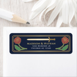 Blauw Middeleeuws Fantasie Gouden Zwaard Huwelijks Etiket