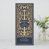 Blauw middeleeuws zwaard sparen de Uitnodiging van (Staand voorkant)