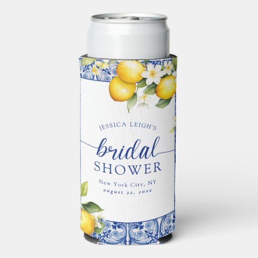 Blauw Middellandse Zee Citroenen Bruidsdouche Seltzer Blikjeskoeler (Seltzer Achterkant)