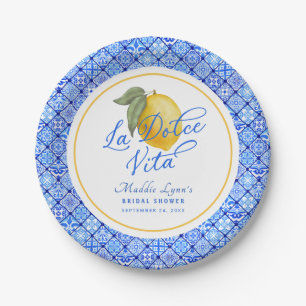 Blauw Middellandse Zee La Dolce Vita Bruidsdouche Papieren Bordje