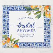 Blauw Middellandse Zee Sinaasappels Bruidsdiner Sparkling Wijnetiket (Enkel label)