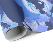 Blauw Midden-Eeuw 1950s  silhouet vrouwen Cadeaupapier (Rol Hoek)