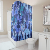 Blauw Midden-Eeuw 1950s silhouet vrouwen Douchegordijn (In situ)