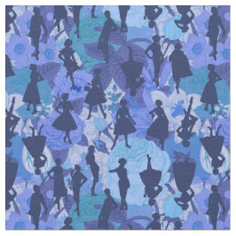 Blauw Midden-Eeuw 1950s silhouet vrouwen Stof