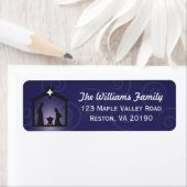 Blauw Midnight Christmas Geboorte Adresetiketten Etiket (Insitu)