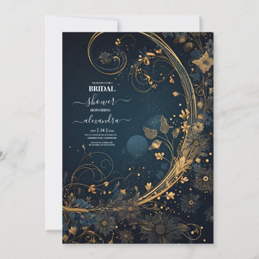 Blauw Midnight Gold hemels Vrijgezellenfeest Kaart (Voorkant)