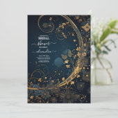 Blauw Midnight Gold hemels Vrijgezellenfeest Kaart (Staand voorkant)