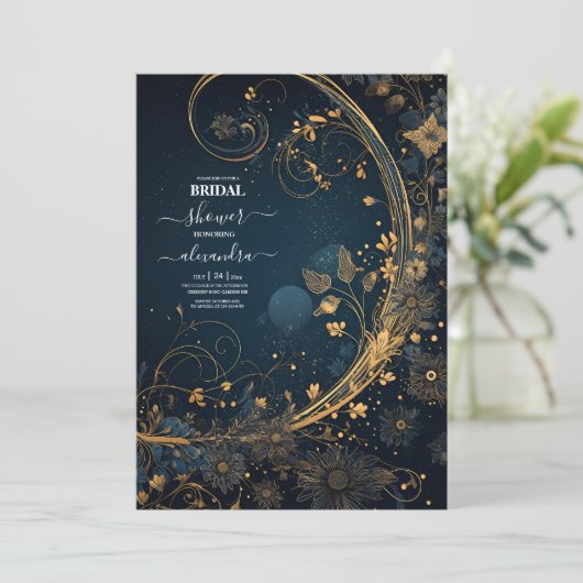 Blauw Midnight Gold hemels Vrijgezellenfeest Kaart (Staand voorkant)