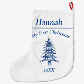 Blauw mijn eerste kerstpagode grote kerstsok (Achterkant)