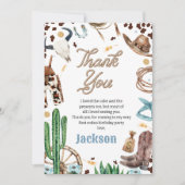 Blauw Mijn eerste Rodeo 1e Verjaardag Dank u Kaart (Voorkant)