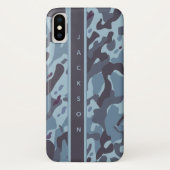 Blauw militair camouflagepatroon met naam Case-Mate iPhone case (Achterkant)