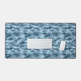 Blauw militair gepixelde camouflagepatroon bureaumat