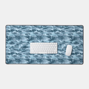 Blauw militair gepixelde camouflagepatroon bureaumat