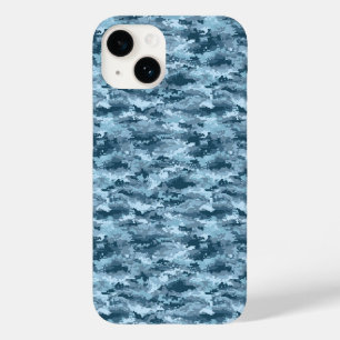 Blauw militair gepixelde camouflagepatroon Case-Mate iPhone 14 hoesje