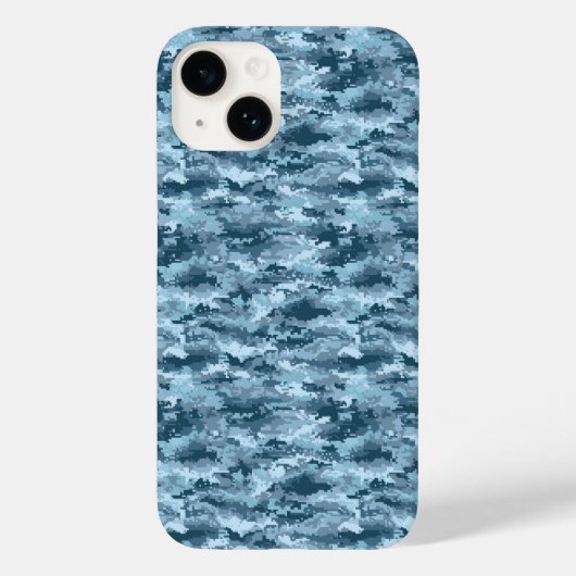 Blauw militair gepixelde camouflagepatroon Case-Mate iPhone case (Achterkant)