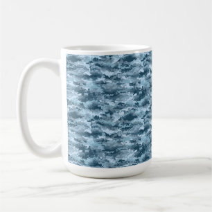 Blauw militair gepixelde camouflagepatroon koffiemok
