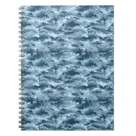 Blauw militair gepixelde camouflagepatroon notitieboek