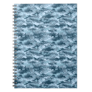 Blauw militair gepixelde camouflagepatroon notitieboek