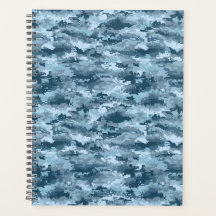 Blauw militair gepixelde camouflagepatroon