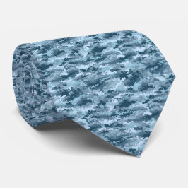 Blauw militair gepixelde camouflagepatroon stropdas