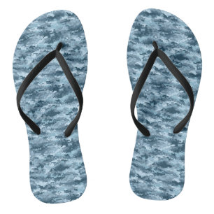 Blauw militair gepixelde camouflagepatroon teenslippers