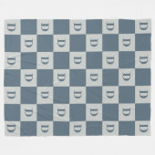 Blauw mini-vierkantjes patroon monogram fleece deken (Voorkant (Horizontaal))