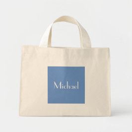 Blauw Minimaal Aangepaste Naam En Bestemming Stijl Mini Tote Bag